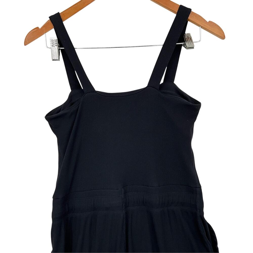 Vuori Mudra Pose Jumpsuit Womens Medium Black Ribbed Wide Leg Sleeveless - Picture 5 of 12